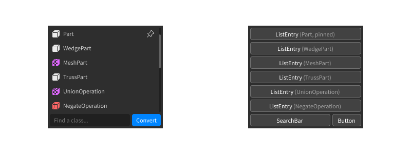 Diagram of components highlighted in UI